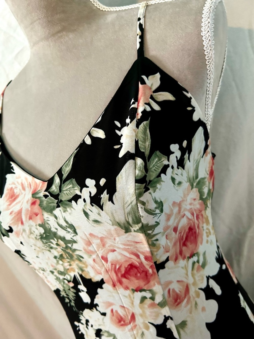 Lulus Black, Light Pink Floral Cross-Back Sheer Overlay Maxi Dress, Size S - Picture 3 of 15